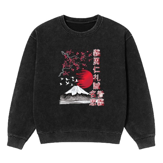 Japan landscape - 7 virtues of the samurai Mineral Wash Sweatshirts