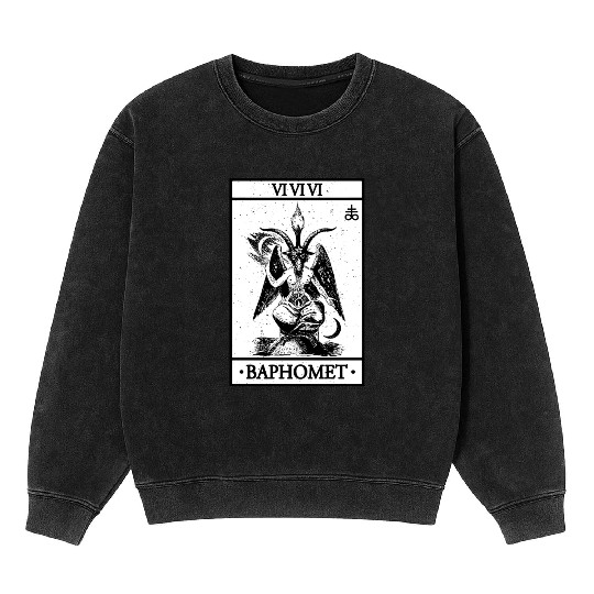 Baphomet Tarot Card Satanic Occult Mineral Wash Sweatshirts