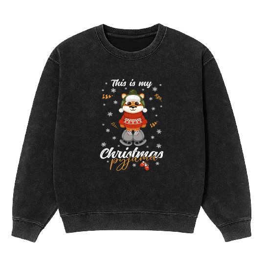 Winter Christmas Pyjama Tiger Mineral Wash Sweatshirts