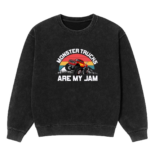 Monster Trucks Are My Jam Vintage Retro Mineral Wash Sweatshirts