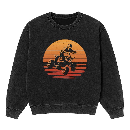 ATV Biker Retro Motocross 4 wheeler Quad Mineral Wash Sweatshirts