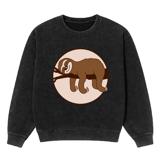 sloth relaxed on branch Mineral Wash Sweatshirts