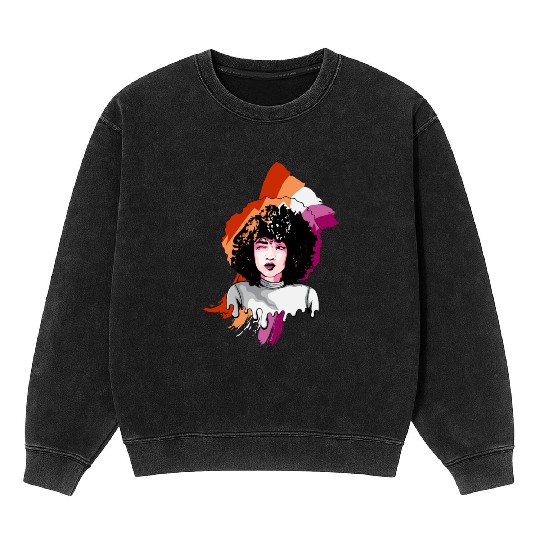 Afro Girl Gay Lesbian Flag Black History Melanin B Mineral Wash Sweatshirts