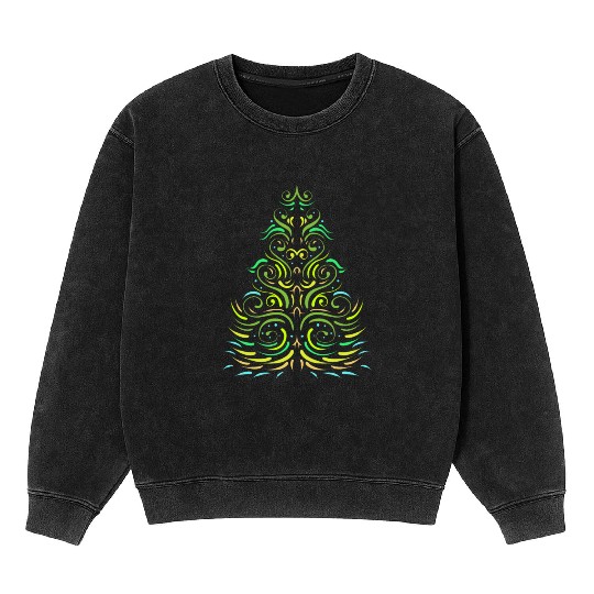 Green Ornaments Christmas Tree For Christmas Mineral Wash Sweatshirts