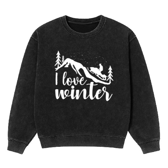 I Love Winter, Snow, Cold And Snowman Mineral Wash Sweatshirts
