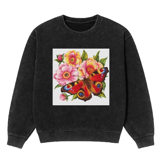 Mineral Wash Sweatshirts flowers for adults and kids