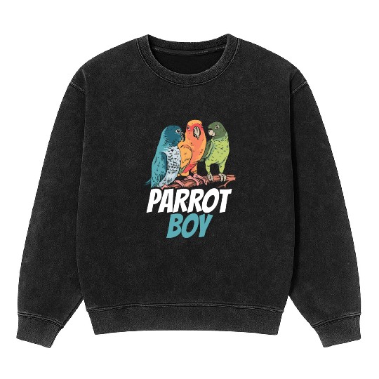 Parrot Boy Pet Parrots Animal Cute Mineral Wash Sweatshirts