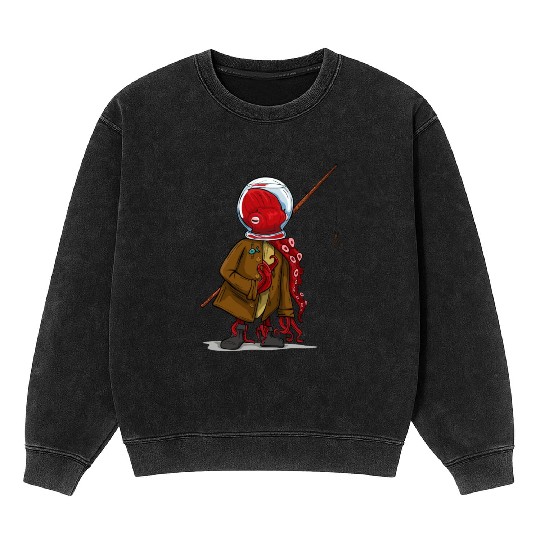Octopus cartoon vector graphics Mineral Wash Sweatshirts