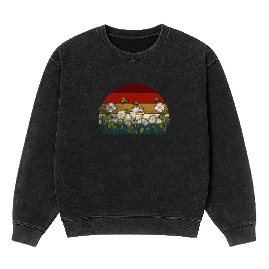 Marguerites Daisy Summer Daisies Flower Garden Mineral Wash Sweatshirts