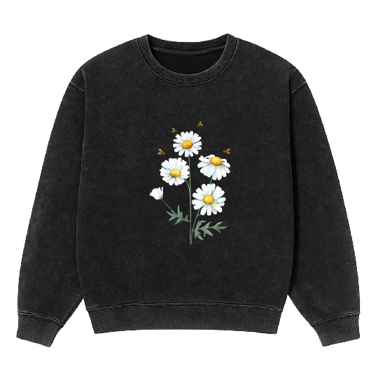 Marguerites Daisy Summer Daisies Flower Garden Mineral Wash Sweatshirts