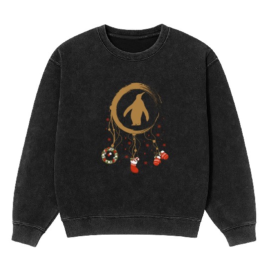 Winter dreamcatcher Christmas Penguin Mineral Wash Sweatshirts
