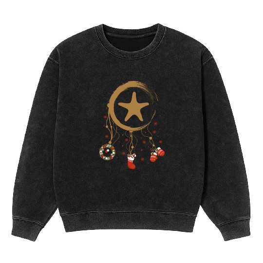 Winter dreamcatcher Christmas Starfish Mineral Wash Sweatshirts