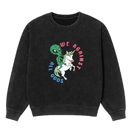 Rainbow Animal Fairy Unicorn Lover Alien Magical Mineral Wash Sweatshirts