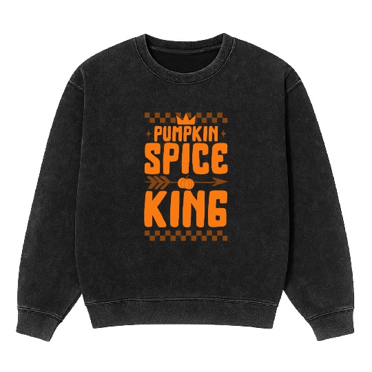 Halloween Thanksgiving Mineral Wash Sweatshirts, Pumpkin Spice King