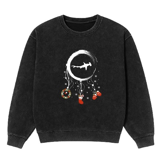 Winter dreamcatcher Christmas Hammerhead shark Mineral Wash Sweatshirts