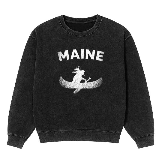 Maine , Paddling Moose Mineral Wash Sweatshirts