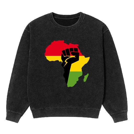 African Black Power Mineral Wash Sweatshirts