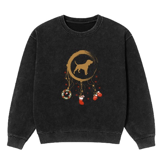 dog dreamcatcher Christmas Beagle Mineral Wash Sweatshirts