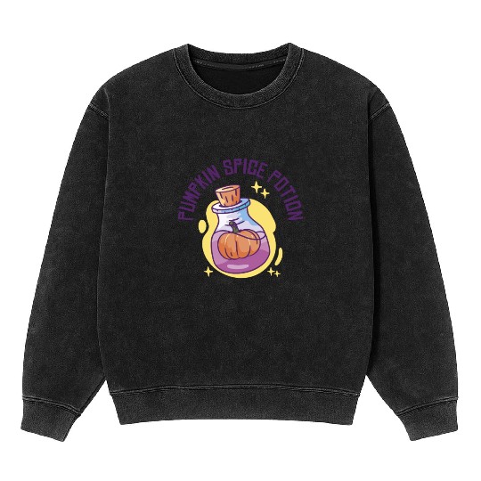 Pumpkin Spice Potion Coffee Enthusiast Halloween Mineral Wash Sweatshirts