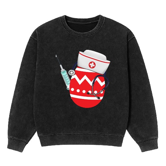 Funny Easter Egg Nurse Stethoscope Syringe RN Mineral Wash Sweatshirts