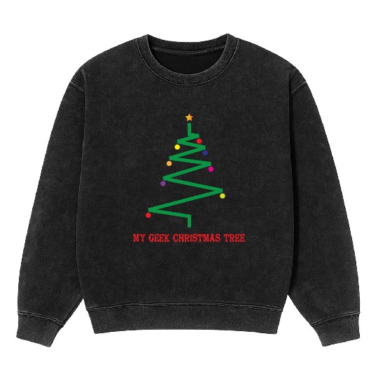Geek Xmass Tree Mineral Wash Sweatshirts