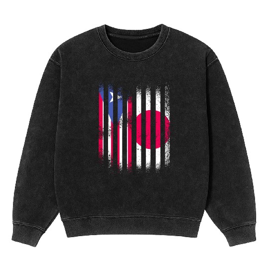 Puerto Rico Flag Japan Grown Country Flags Stripes Mineral Wash Sweatshirts