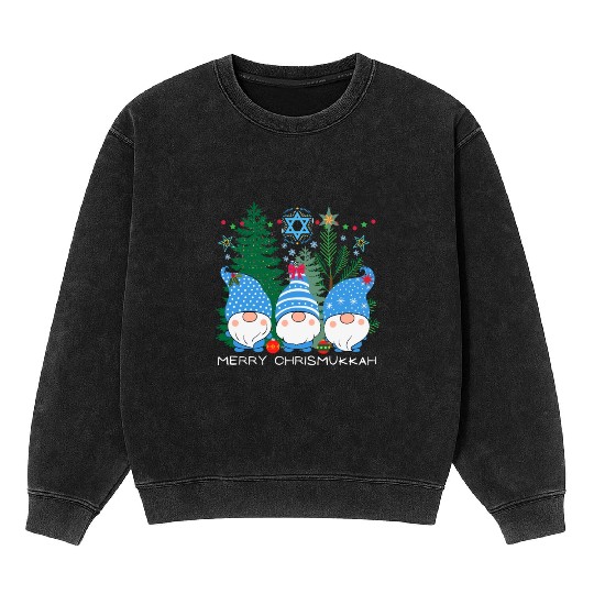 Merry Christmukkah, Jewish Christmas Mineral Wash Sweatshirts