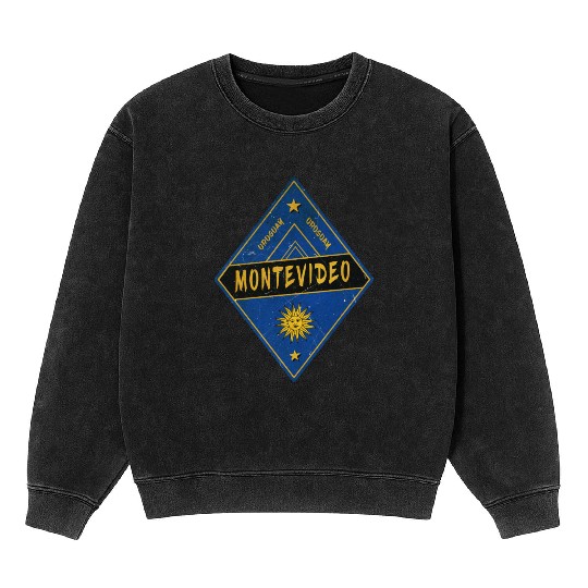 Montevideo Uruguay Vintage Design Mineral Wash Sweatshirts