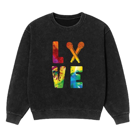 Karaoke Singer Microphone Vocalist Mineral Wash Sweatshirts