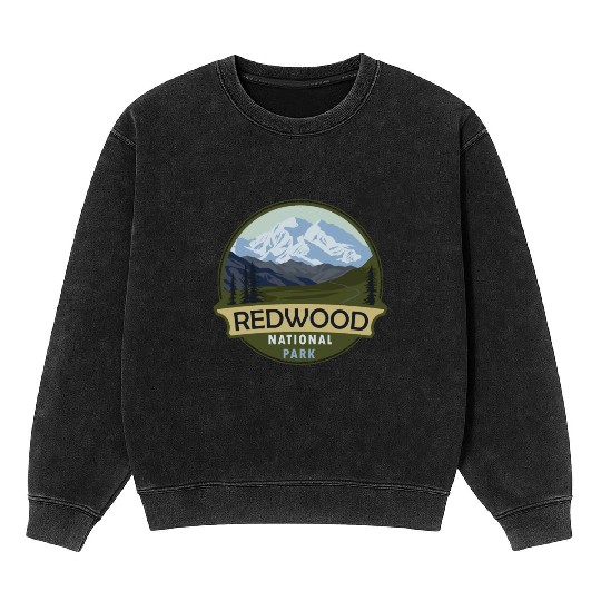 Cool Vintage Retro Redwood National Park Mountain Mineral Wash Sweatshirts