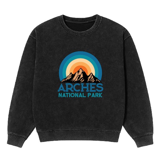 Cool Vintage Retro Arches National Park Mountain Mineral Wash Sweatshirts
