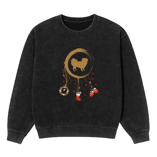 dog dreamcatcher Christmas Japanese Spaniel Mineral Wash Sweatshirts