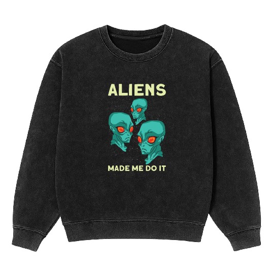 Alien Extraterrestrial Area 51 UFO Space Geek Gift Mineral Wash Sweatshirts