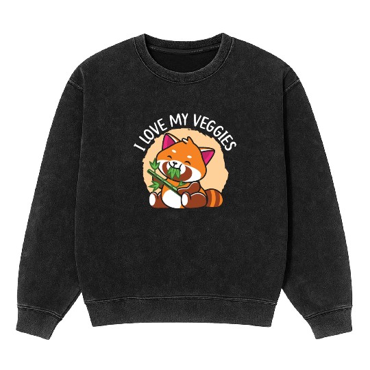 I Love My Veggies Red Panda Bear Whisperer Animal Mineral Wash Sweatshirts