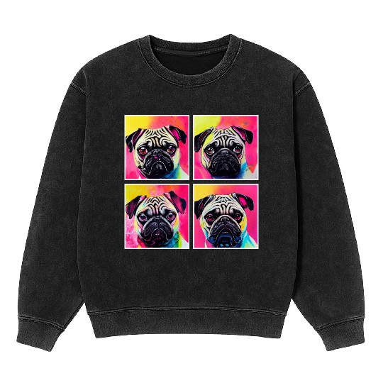 Pug, anime, comic or retro style. I love my dog! Mineral Wash Sweatshirts