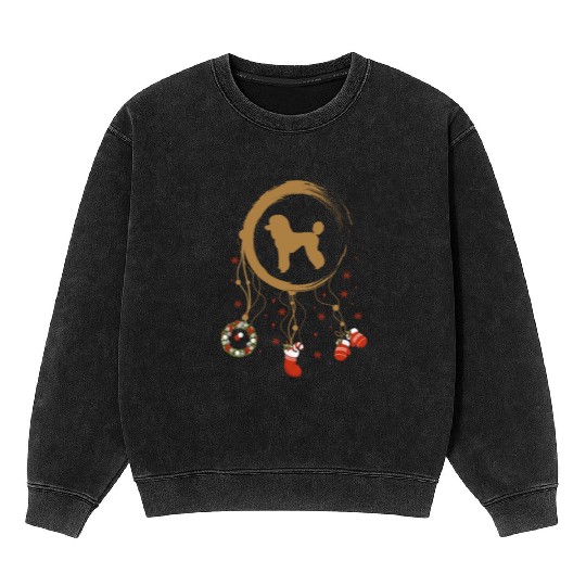 dog dreamcatcher Christmas Poodle Mineral Wash Sweatshirts