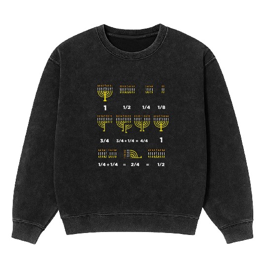 Hanukkah Math Fractions Menorah Chanukah Teacher Mineral Wash Sweatshirts