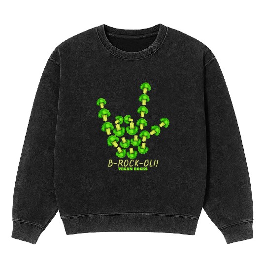 Vegan Rocks, Sign Of Horns With Broccoli, Mineral Wash Sweatshirts
