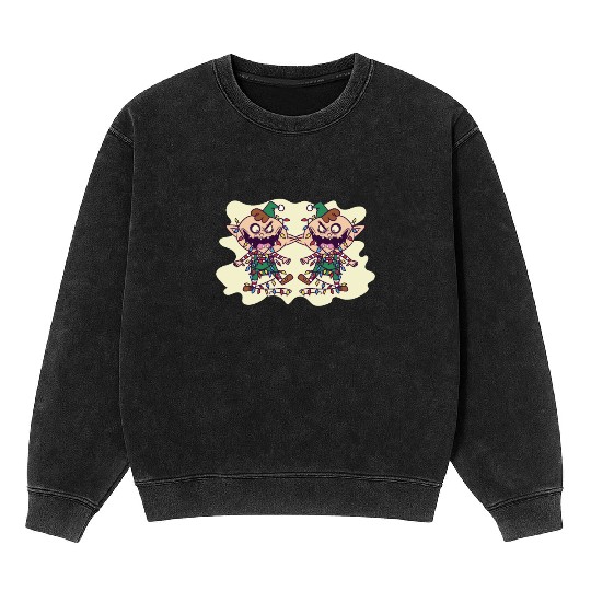 Evil Christmas Elves Creepy Holiday Horror Mineral Wash Sweatshirts
