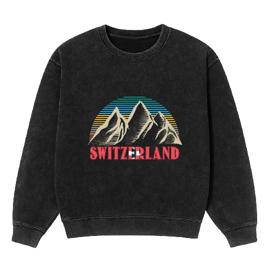 Switzerland Mountains Gift Idea Mineral Wash Sweatshirts