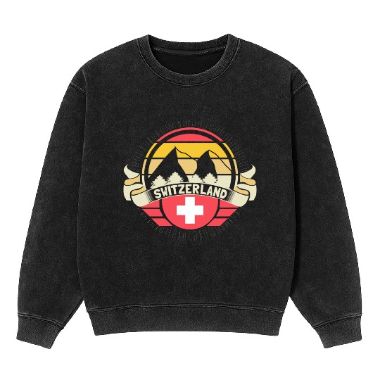 Switzerland Matterhorn Origin Gift Idea Mineral Wash Sweatshirts