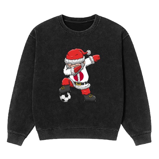 Soccer Boy Dabbing Santa Christmas Jersey Japan Mineral Wash Sweatshirts