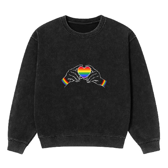 Cool LGBTQ rainbow heart saying Mineral Wash Sweatshirts