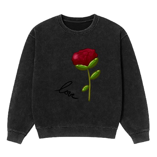 red flower symbol nature Mineral Wash Sweatshirts