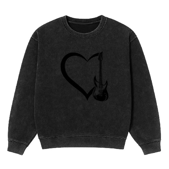 Bass Guitar Player Guitar Heart Guitar Player Bass Mineral Wash Sweatshirts