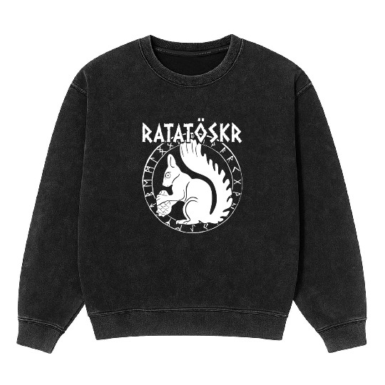 Ratatoskr Norse Squirrel Viking Vikings Mineral Wash Sweatshirts