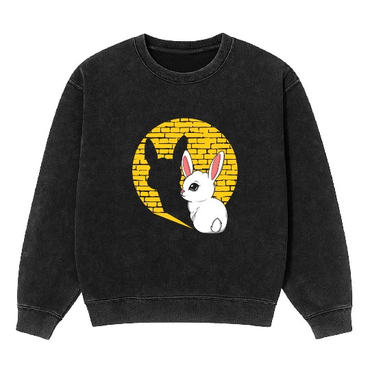 Rock Sign Kawaii Bunny Music Heavy Rock Metal Kid Mineral Wash Sweatshirts