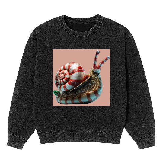 Candy Cane Christmas red and white striped Snail Mineral Wash Sweatshirts