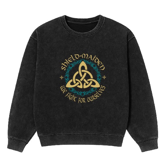 Shield-Maiden Celtic Knot Vikings Viking Mineral Wash Sweatshirts