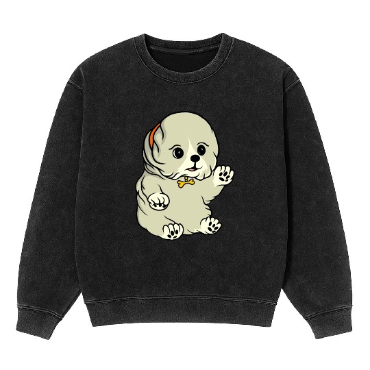 Cute Gray Puppy Funny Dog Pet Lover Gift Ideas Mineral Wash Sweatshirts